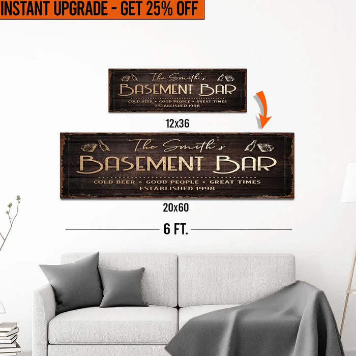 Upgrade Your 'Family Basement Bar' (Style 1) Canvas To 20x60 Inches by Tailored Canvases