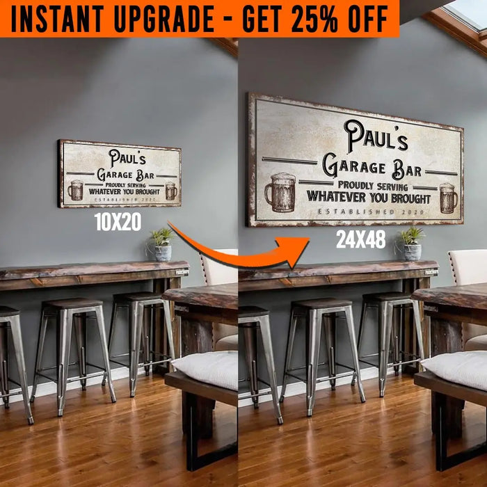 Upgrade Your 'Garage Bar' (Style 1) Canvas To 24x48 Inches by Tailored Canvases