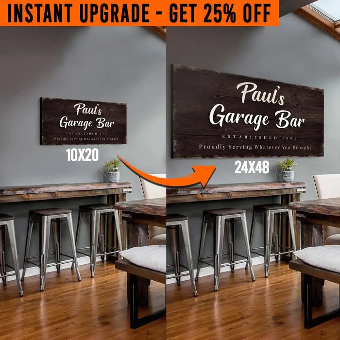 Upgrade Your 'Garage Bar' (Style 2) Canvas To 24x48 Inches by Tailored Canvases