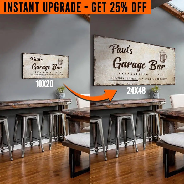 Upgrade Your 'Garage Bar' (Style 3) Canvas To 24x48 Inches by Tailored Canvases