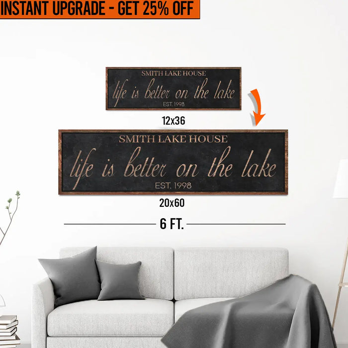 Upgrade Your 'Life Is Better On The Lake' (Style 1) Canvas To 20x60 Inches by Tailored Canvases