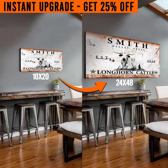 Upgrade Your 'Long Horn' (Style 1) Canvas To 24x48 Inches by Tailored Canvases