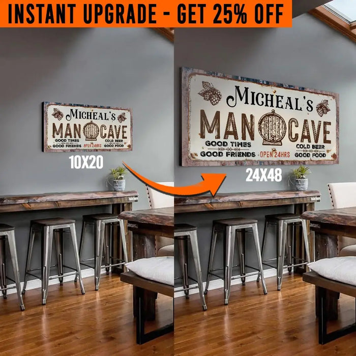 Upgrade Your 'Man Cave' (Style 2) Canvas To 24x48 Inches by Tailored Canvases