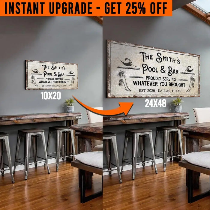 Upgrade Your 'Pool & Bar' (Style 1) Canvas To 24x48 Inches by Tailored Canvases