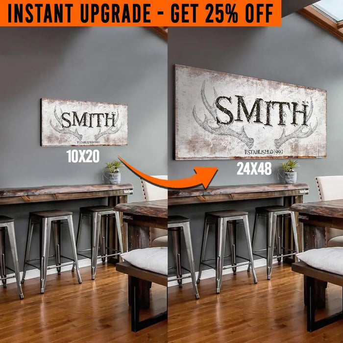 Upgrade Your 'Rustic Family Antler' (Style 1) Canvas To 24x48 Inches by Tailored Canvases