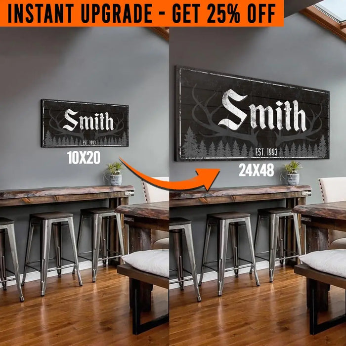 Upgrade Your 'Rustic Family Antler' (Style 3) Canvas To 24x48 Inches by Tailored Canvases