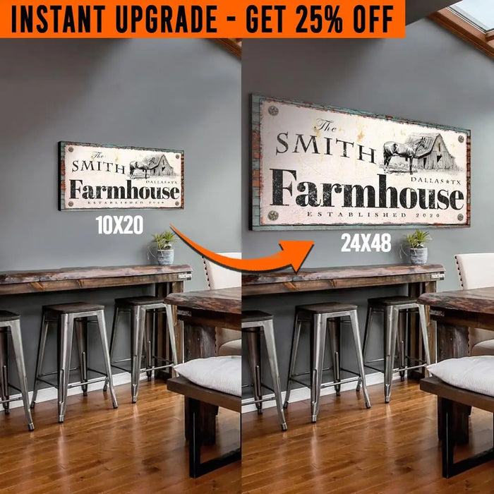 Upgrade Your 'Rustic Horse Farmhouse' (Style 2) Canvas To 24x48 Inches by Tailored Canvases