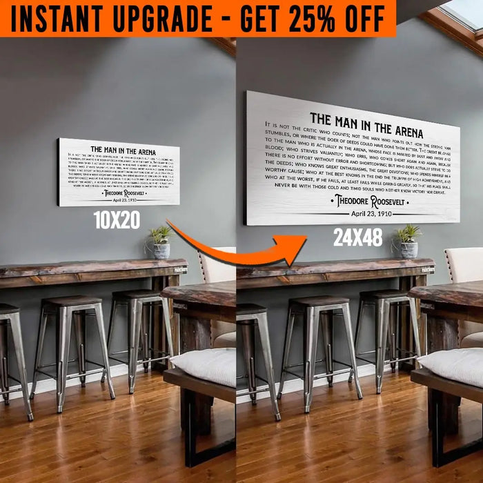 Upgrade Your 'The Man in the Arena' (Style 1) Canvas To 24x48 Inches by Tailored Canvases