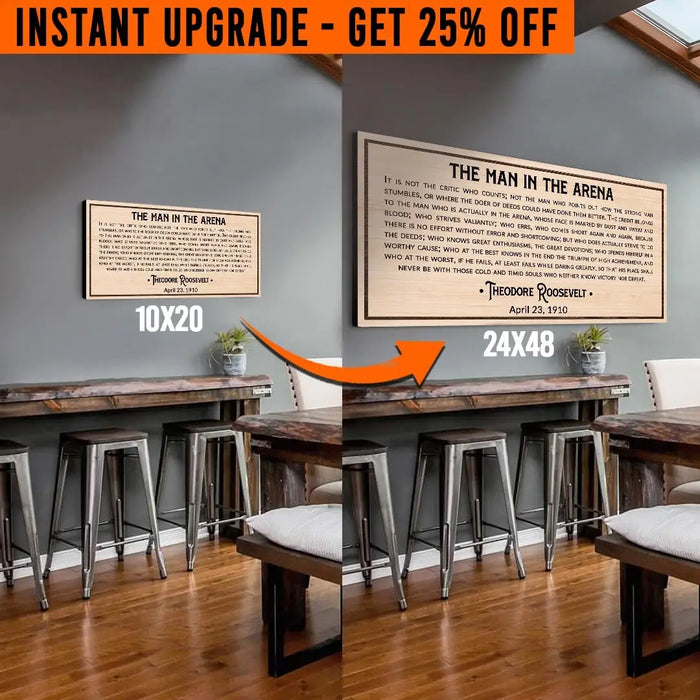 Upgrade Your 'The Man in the Arena' (Style 2) Canvas To 24x48 Inches by Tailored Canvases
