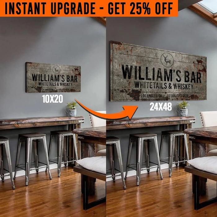 Upgrade Your 'Whitetails and Whiskey' (Style 2) Canvas To 24x48 Inches by Tailored Canvases
