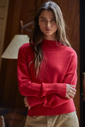 Uptown Mock Sweater: Red by Boutique 23