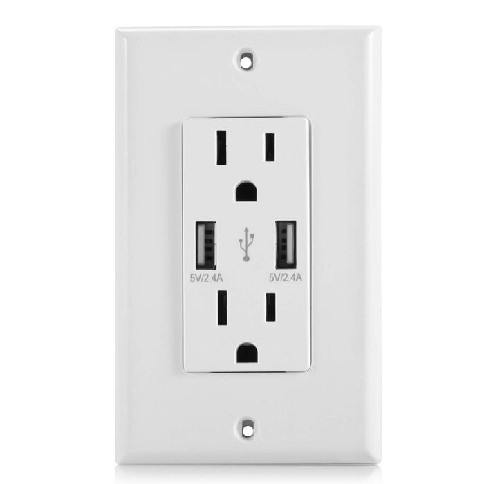 USB Wall Outlet Dual 2.4A USB Wall Charger by DailySale
