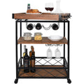 Usinso Industrial Rolling Bar Cart with 3 Tier Storage Shelves by DailySale