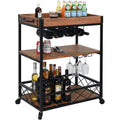 Usinso Industrial Rolling Bar Cart with 3 Tier Storage Shelves by DailySale