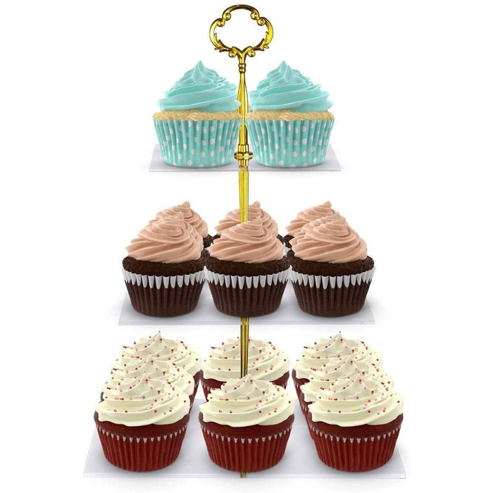 Utenlid 3-Tier Square Stacked Party Cupcake Stand by DailySale