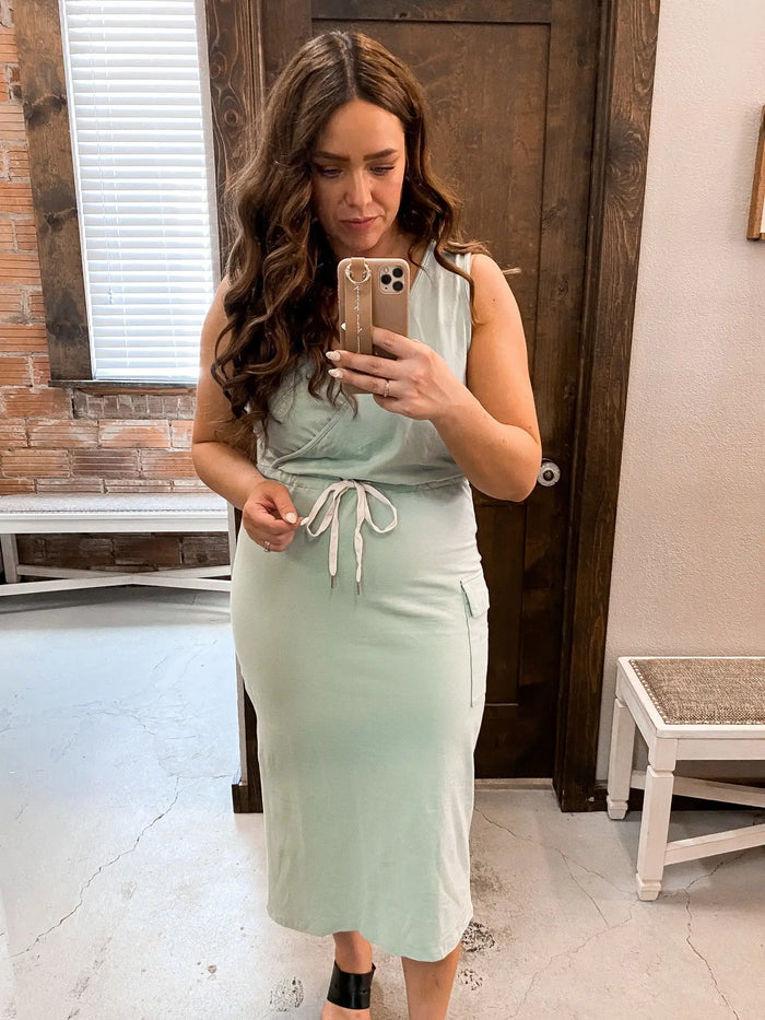 V Neck Cross Sleeveless Fit Dress by Boutique 23