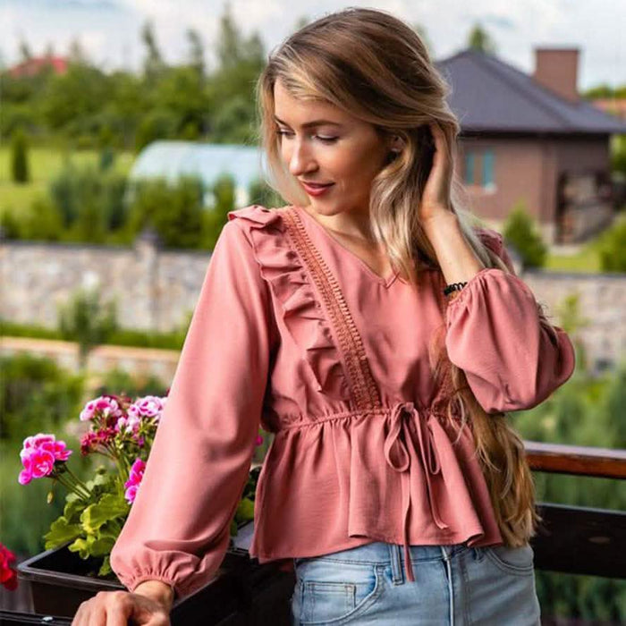 V-Neck Ruffle Blouse by DailySale
