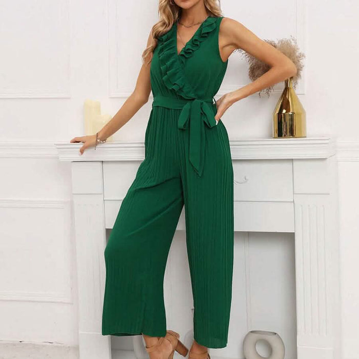 V-Neck Sleeveless Straight Summer Jumpsuit by DailySale