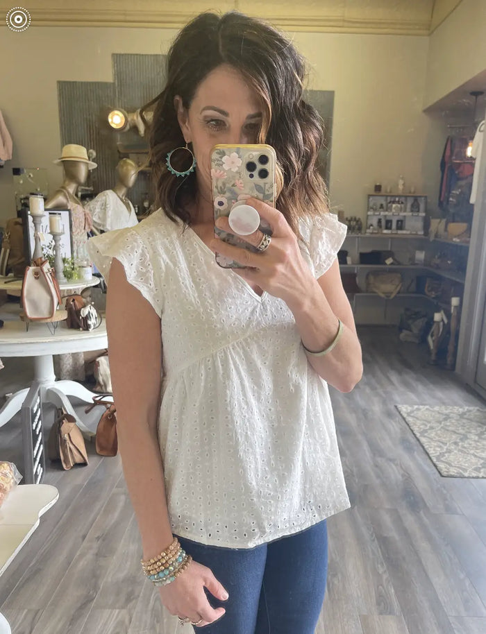 V Neck Solid Sleeveless Loose Top - White by Boutique 23