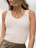 V Neck Sweater Knit Tank - Oatmeal by Boutique 23