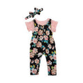 Rare Editions Black Baby Girls Floral Jumpsuit with Headband, Size 3-6Months by Vanessa Jane
