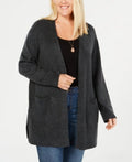Style & Co. Womens Plus Heathered Ribbed Trim Cardigan Sweater by Vanessa Jane