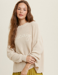 Vacay Handstitched Sweater - Natural by Boutique 23