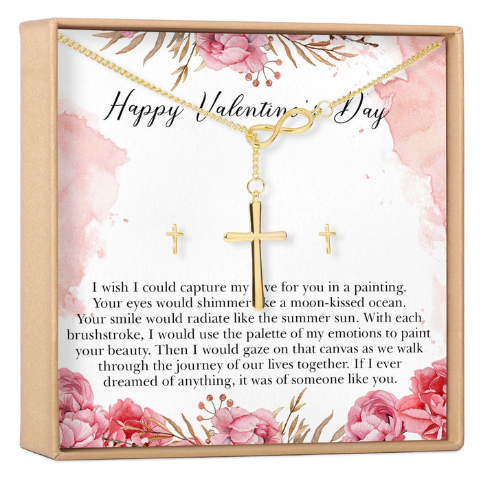 Valentine's Day Cross Earring and Necklace Jewelry Set by Dear Ava
