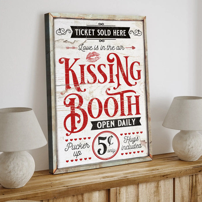 Valentines Day Kissing Booth Sign III by Tailored Canvases