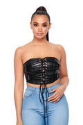 Vegan Leather Lace Up Tube Top by The House of Stylez