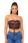Vegan Leather Lace Up Tube Top