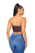 Vegan Leather Lace Up Tube Top by The House of Stylez
