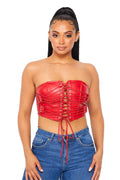 Vegan Leather Lace Up Tube Top by The House of Stylez