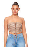 Vegan Leather Lace Up Tube Top by The House of Stylez