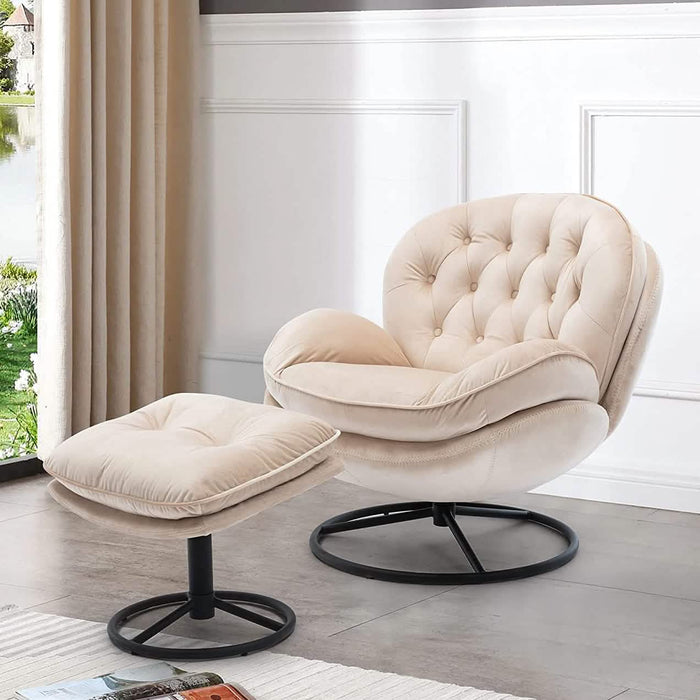 Velvet Swivel Accent Chair with Ottoman Set by DailySale