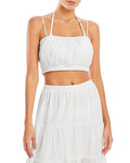 Aqua Womens All-over Swiss Dot Cropped Top by Vanessa Jane