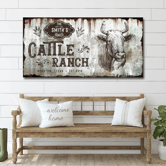 Vintage Cattle Ranch Sign by Tailored Canvases