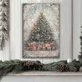 Vintage Christmas Tree With Gifts Wall Art by Tailored Canvases