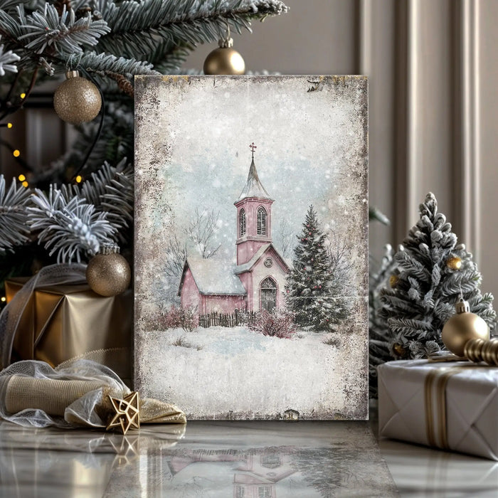 Vintage Church Christmas Wall Art by Tailored Canvases