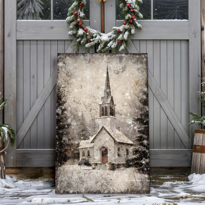 Vintage Church Christmas Wall Art IV by Tailored Canvases