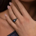Vintage Gothic Style Synthetic Rainbow Stone Ring with Imitation Black Zirconia by DailySale