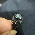 Vintage Gothic Style Synthetic Rainbow Stone Ring with Imitation Black Zirconia by DailySale