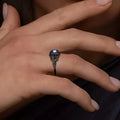 Vintage Gothic Style Synthetic Rainbow Stone Ring with Imitation Black Zirconia by DailySale