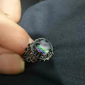 Vintage Gothic Style Synthetic Rainbow Stone Ring with Imitation Black Zirconia by DailySale