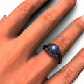 Vintage Gothic Style Synthetic Rainbow Stone Ring with Imitation Black Zirconia by DailySale