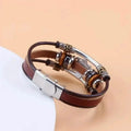 Vintage Style Green Turquoise Beaded PU Leather Stainless Steel Buckle Bracelet by DailySale