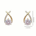 Vintage Style Stud Earrings - Embellished with Rhinestones, Cross Line Design by DailySale