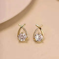 Vintage Style Stud Earrings - Embellished with Rhinestones, Cross Line Design by DailySale