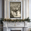 Vintage Winter Deer Christmas Wall Art II by Tailored Canvases