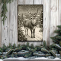 Vintage Winter Deer Christmas Wall Art II by Tailored Canvases